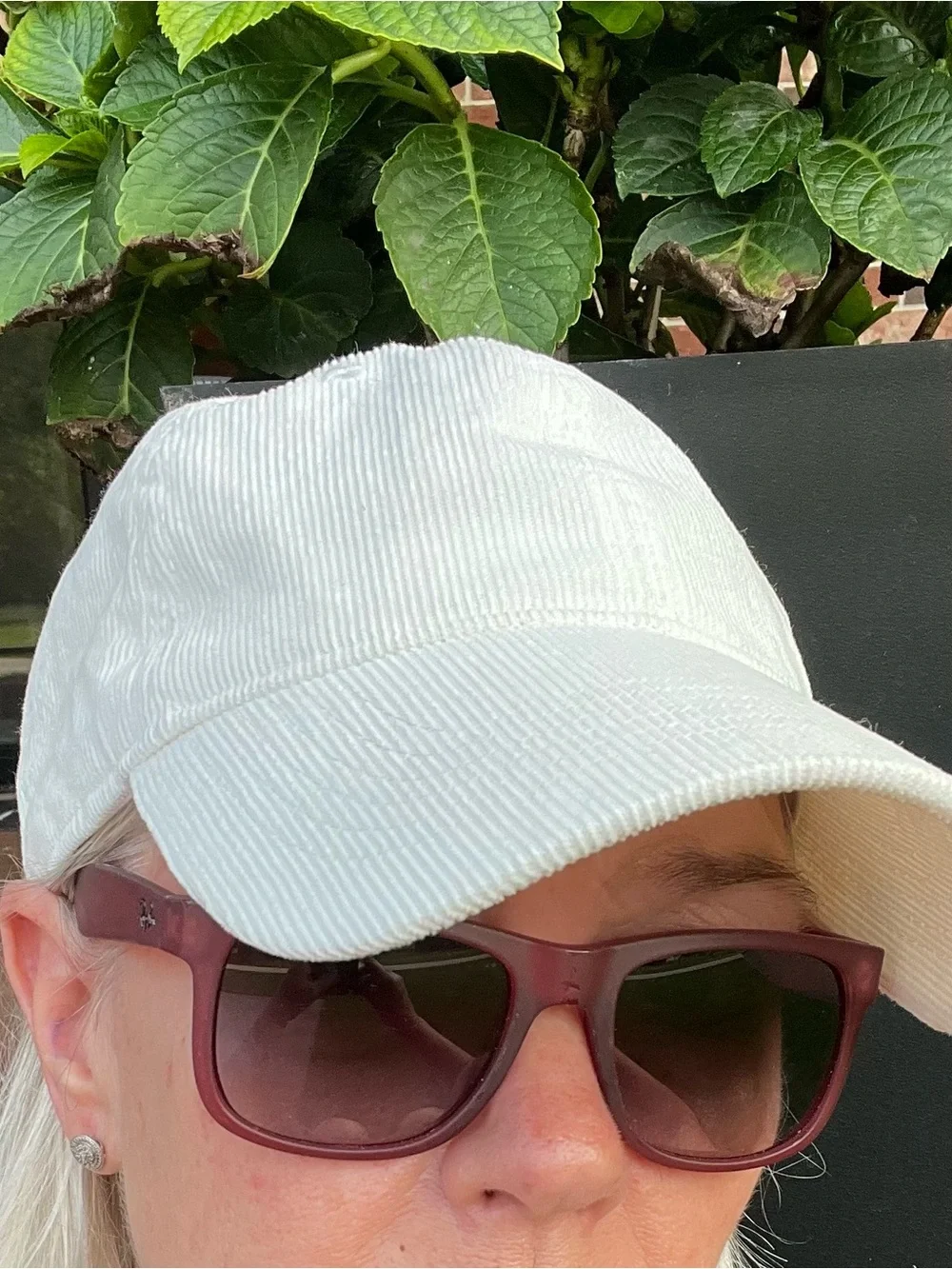 Brandy Melville East Hampton NY White Corduroy Baseball Hat